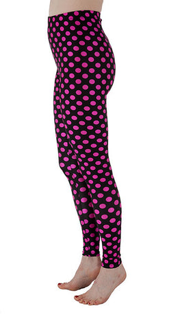 Black and Pink Dots Spandex Leggings - Tasty Tiger - 3