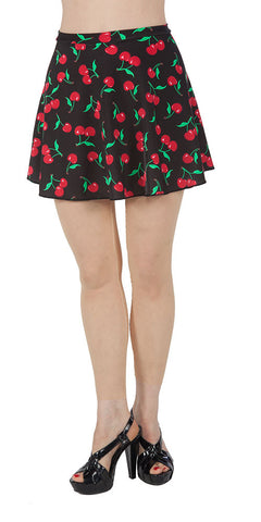 Black Spandex Skirt with Cherries on Top - Tasty Tiger - 1