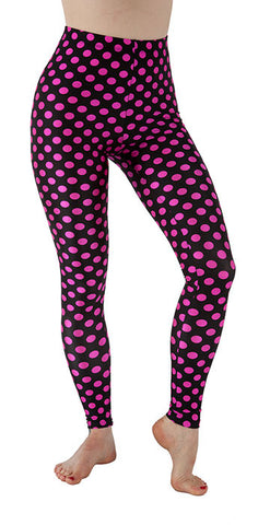 Black and Pink Dots Spandex Leggings - Tasty Tiger - 1
